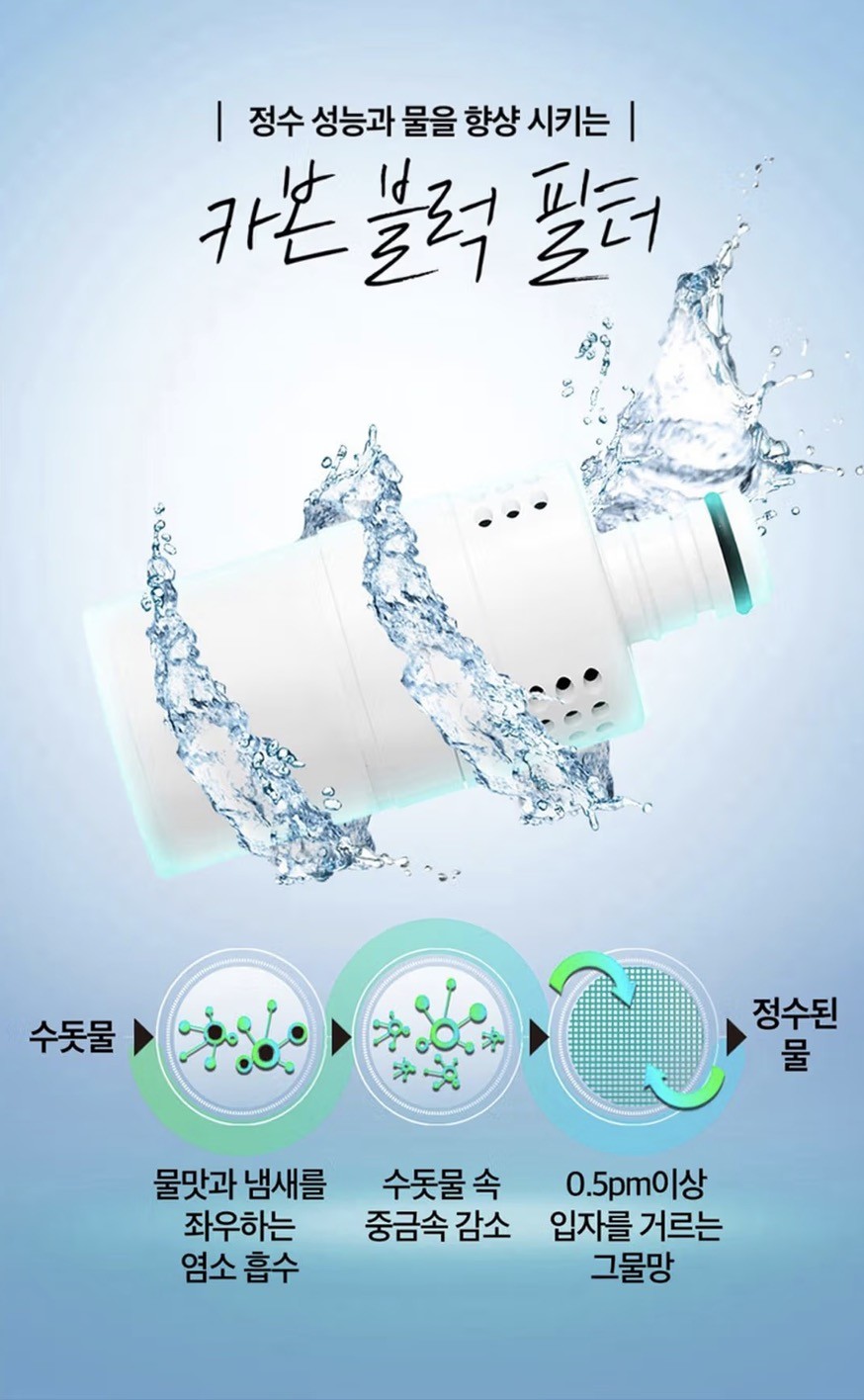 휴대용 정수 텀블러 (카본 필터, 탈부착형)