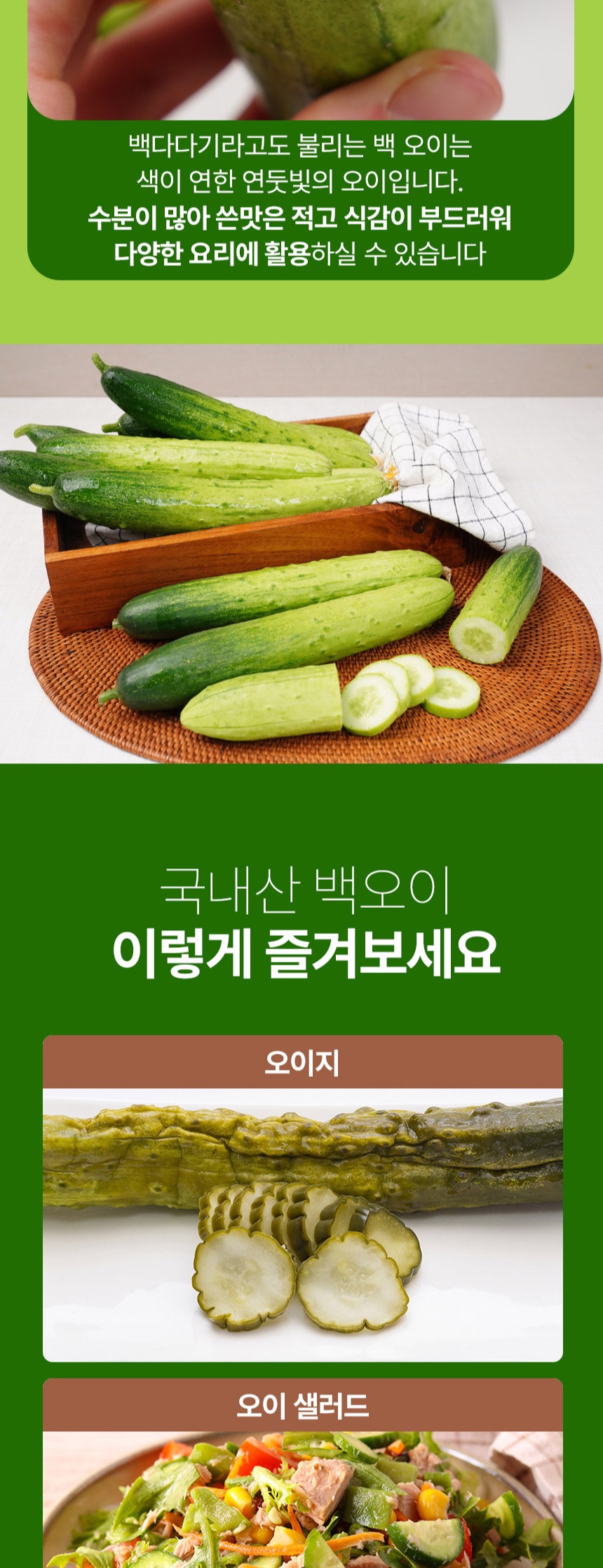[국내산 산지직송 백오이] 초신선 백다다기 오이 특대 상세컷
