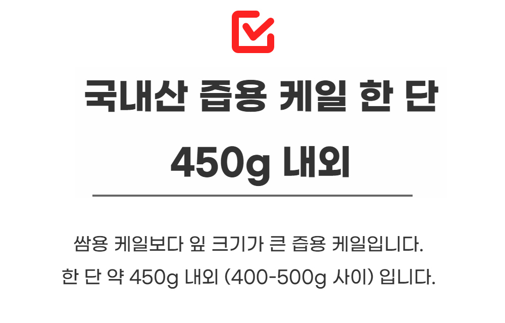 [유기농 무농약] 초신선 국내산 착즙용 케일 450g 상세컷