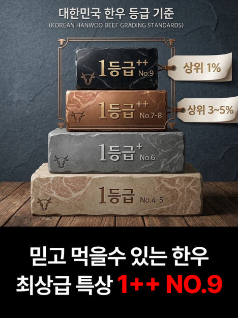 [투뿔 9등급] 최상등급 No9 투뿔한우 구이용 소포장 (등심 안심 새우 채끝 등) 상세컷